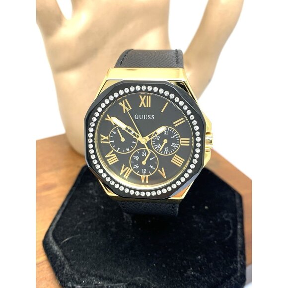 Guess Women\'s Watch GW0753L4 Quartz Gold Black Leather Strap Gemmed 36mm main image 10